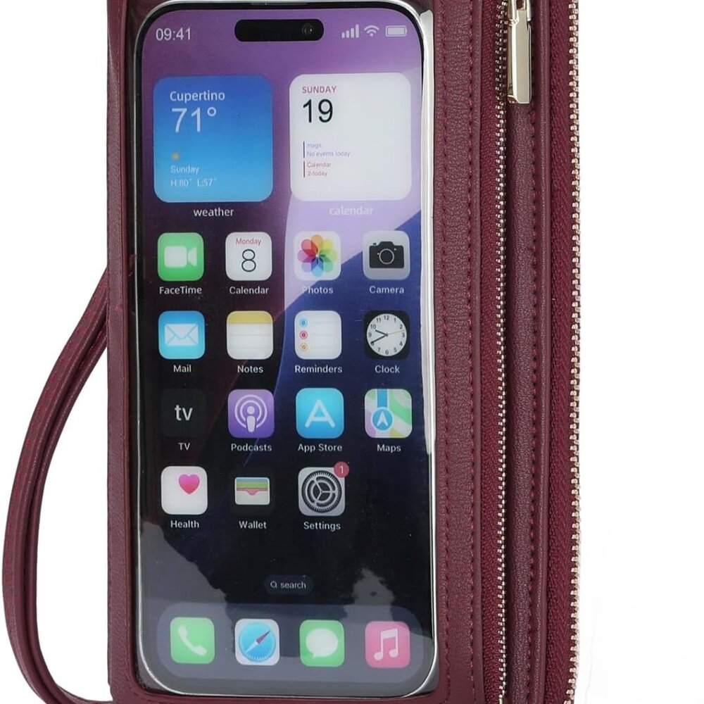 Purple Phone Purse crossbody bag for women's small travel wallet touch screen